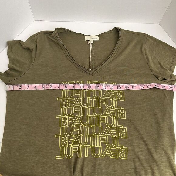 Dept 222‎ Top Women’s Size XL Top Tee V Neck Short Sleeves Side Slits - Picture 6 of 11